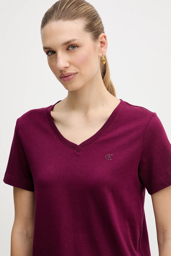 Calvin Klein Jeans t-shirt bawełniany fioletowy LV047B205G