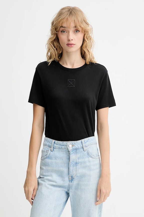 Bavlnené tričko Calvin Klein jednofarebný čierna LV044D201G