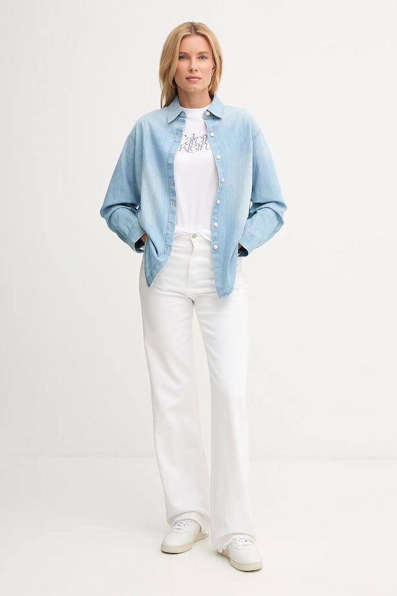 Βαμβακερό μπλουζάκι Calvin Klein Jeans LV047D210G λευκό AW25