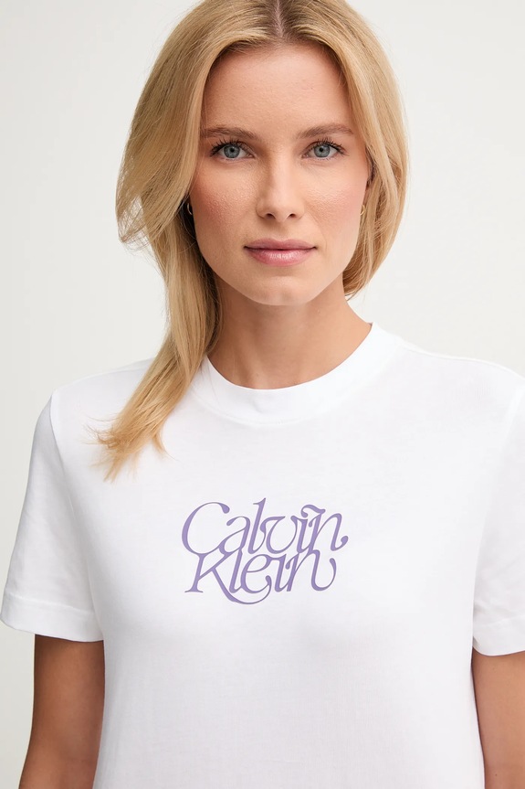 Βαμβακερό μπλουζάκι Calvin Klein Jeans λευκό LV047D210G
