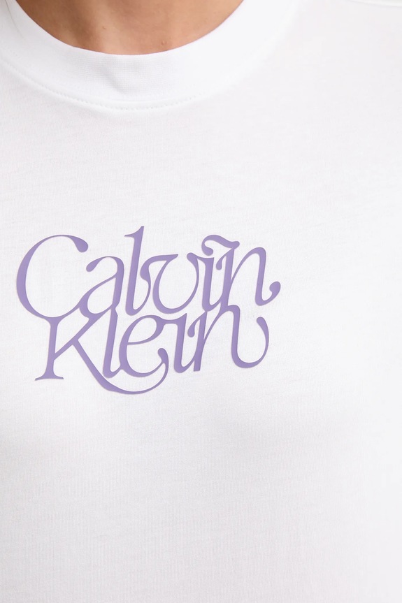 Βαμβακερό μπλουζάκι Calvin Klein Jeans LV047D210G λευκό