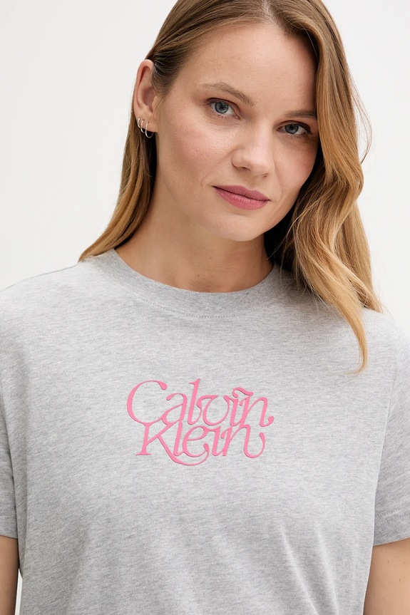 Βαμβακερό μπλουζάκι Calvin Klein Jeans γκρί LV047D210G