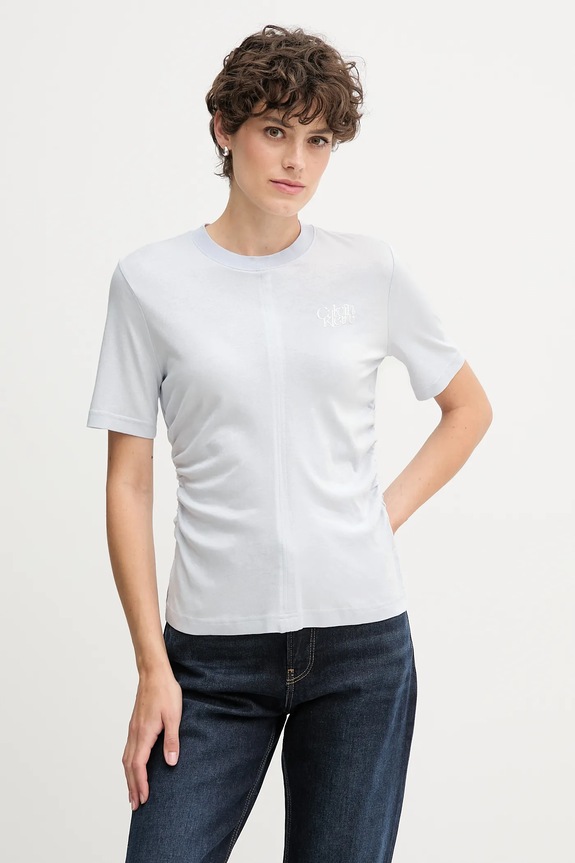 Bavlnené tričko Calvin Klein Jeans slim fialová LV047D211G