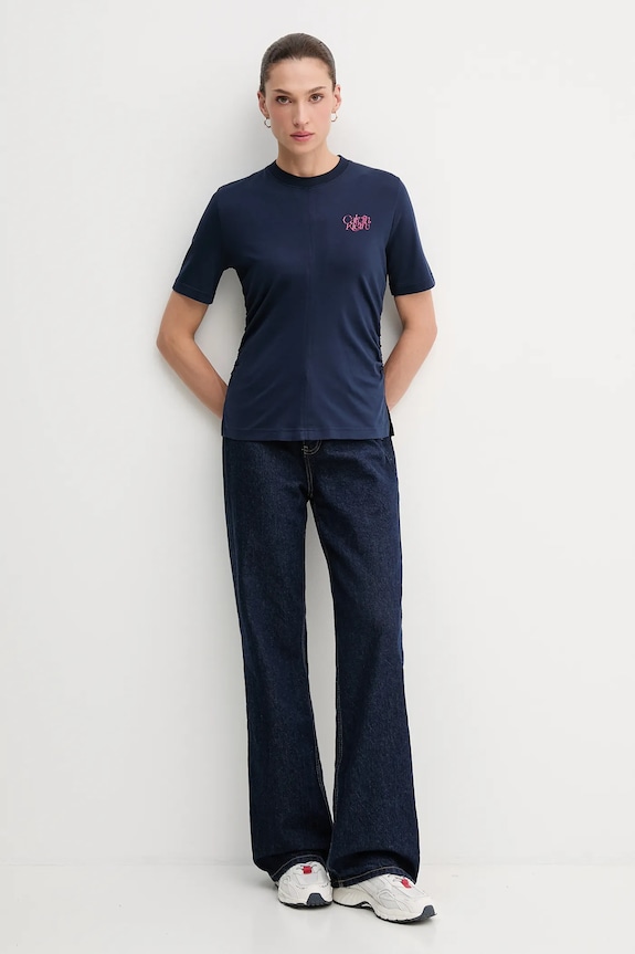 Calvin Klein Jeans tricou din bumbac LV047D211G bleumarin AW25