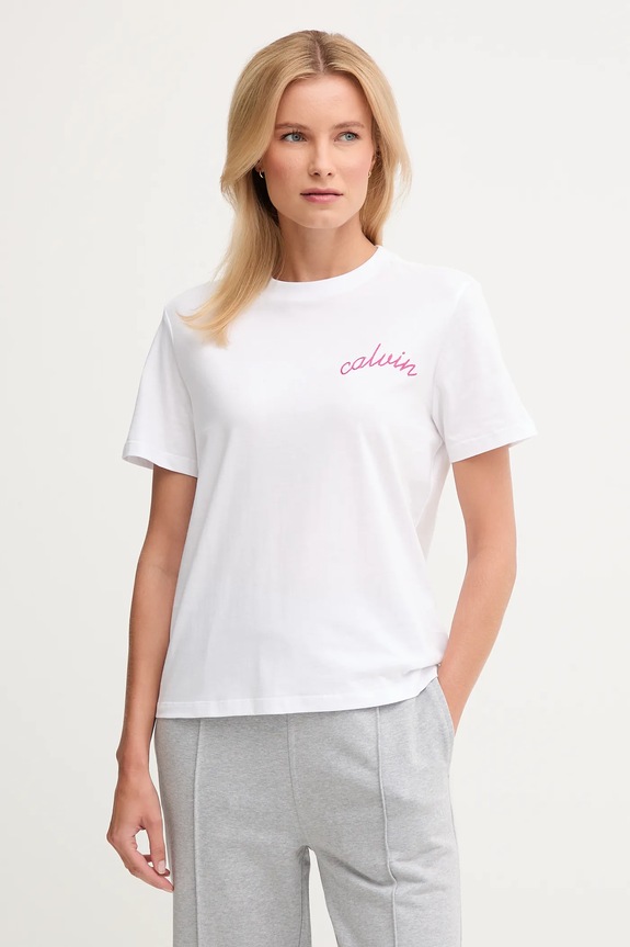 Βαμβακερό μπλουζάκι Calvin Klein Jeans βαμβάκι λευκό LV047D882G