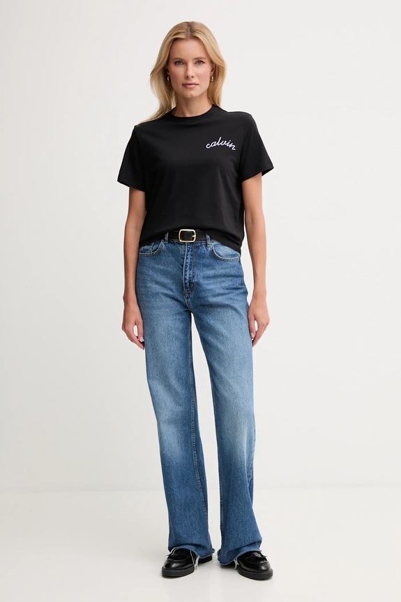 Pamučna majica Calvin Klein Jeans LV047D882G crna AW25