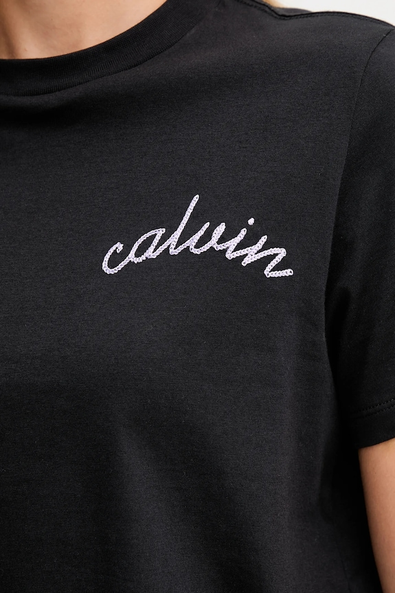 Βαμβακερό μπλουζάκι Calvin Klein Jeans LV047D882G μαύρο