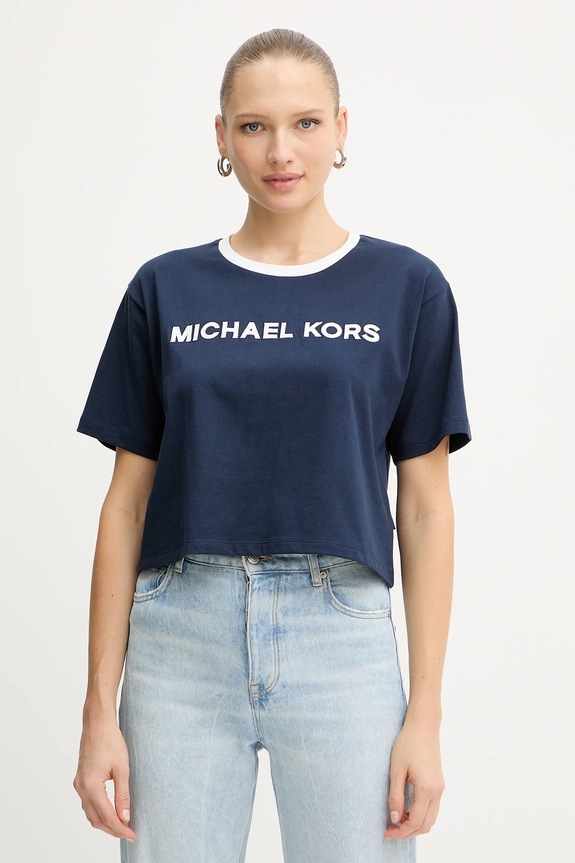 MICHAEL Michael Kors t-shirt bawełniany regular granatowy MF551WN2ZU
