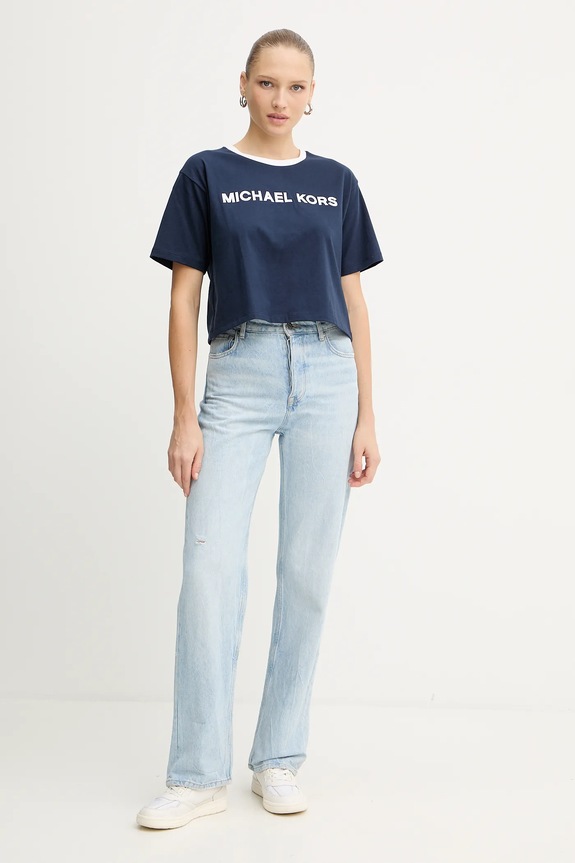 MICHAEL Michael Kors t-shirt bawełniany MF551WN2ZU granatowy AW25