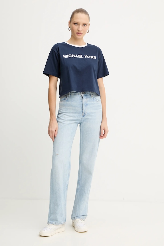 MICHAEL Michael Kors t-shirt bawełniany MF551WN2ZU granatowy AW25