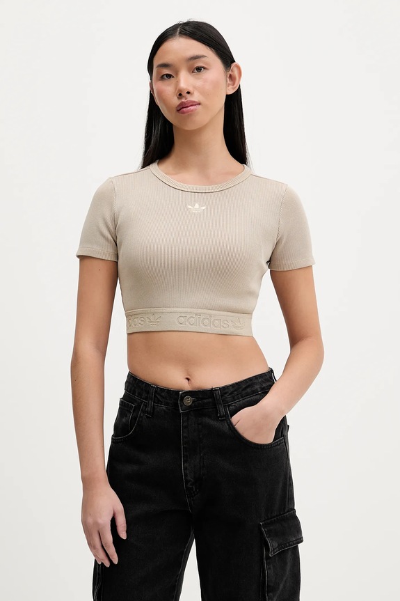 adidas Originals t-shirt Rib Tee z elastanem beżowy JW3577