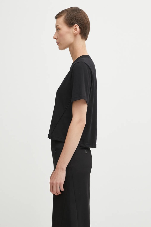 JW Anderson cotton t-shirt Anchor Embroidery Panelled Cropped JT0259.PG1715 black AW25