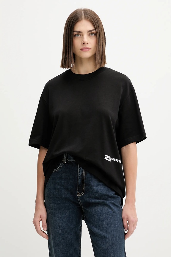 Βαμβακερό μπλουζάκι Karl Lagerfeld Jeans A4W17096 μαύρο AW25