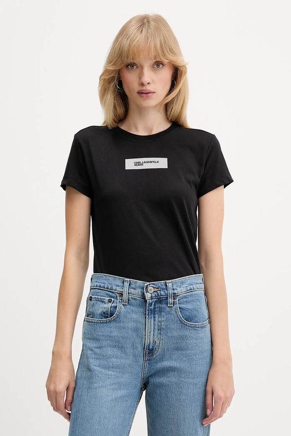 Bavlnené tričko Karl Lagerfeld Jeans potlač čierna A4W17002