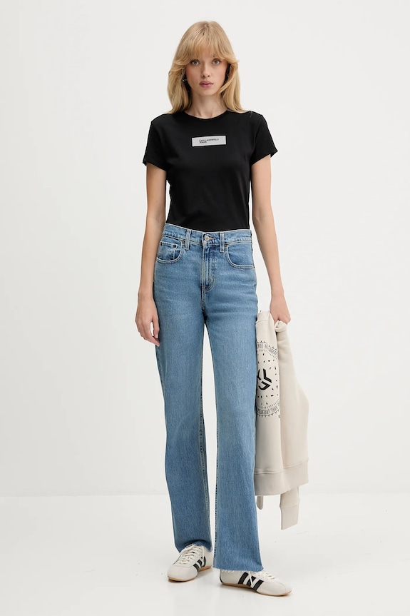 Bavlnené tričko Karl Lagerfeld Jeans A4W17002 čierna AW25