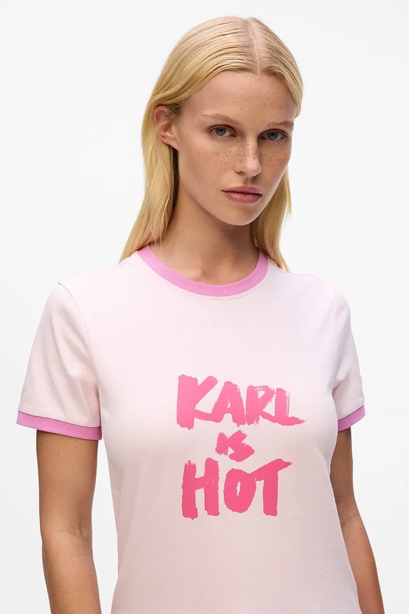 Oblečenie Bavlnené tričko Karl Lagerfeld Karl Lagerfeld x Paris Hilton A4W17102 ružová