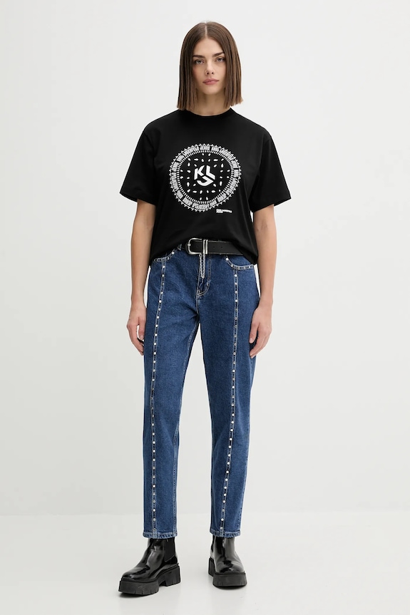 Bavlnené tričko Karl Lagerfeld Jeans A4W17008 čierna AW25