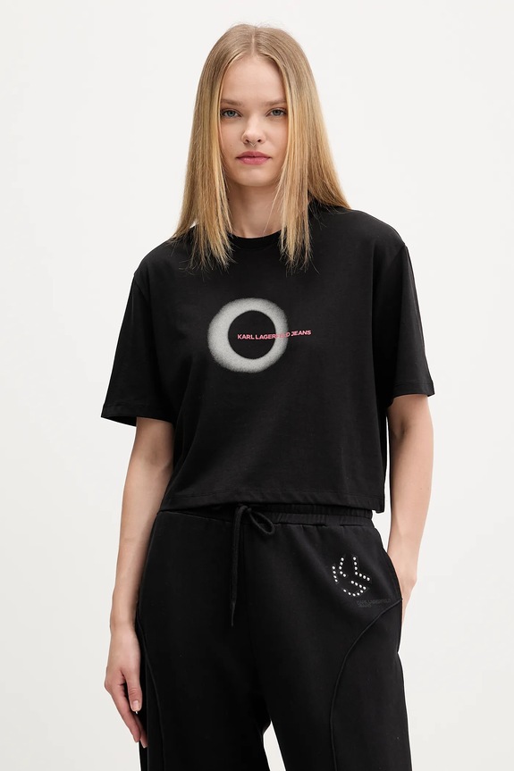 Karl Lagerfeld Jeans tricou print negru A4W17011