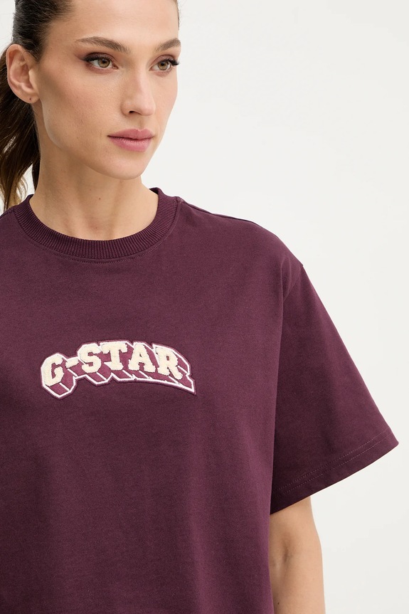 Bavlnené tričko G-Star Felt logo boxy fialová D26921.C336