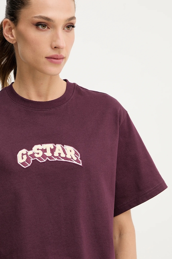 Bavlnené tričko G-Star Felt logo boxy fialová D26921.C336