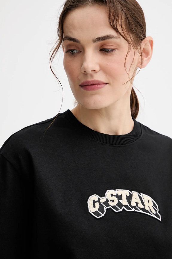 Bavlnené tričko G-Star Felt logo boxy čierna D26921.C336
