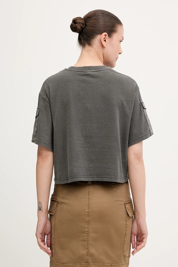 Oblečenie Bavlnené tričko G-Star Washed mix boxy cropped D27193.C756 sivá