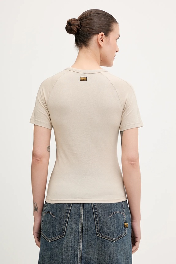Oblečenie Bavlnené tričko G-Star Embro patch slim D27741.D961 béžová