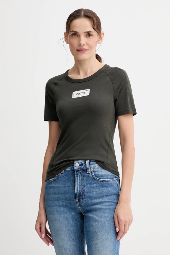 Bavlnené tričko G-Star Embro patch slim nášivka zelená D27741.D961