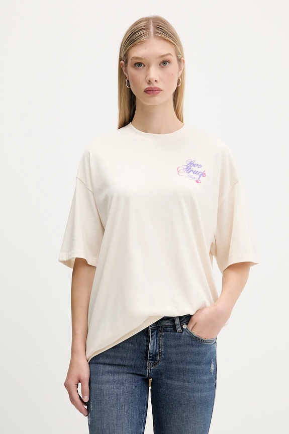 Oblečenie Bavlnené tričko Hugo Blue Oversize_tee_B_5 50547957 béžová