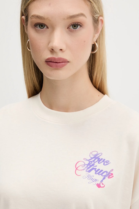Bavlnené tričko Hugo Blue Oversize_tee_B_5 béžová 50547957