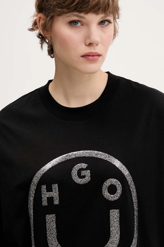 HUGO Blue tricou din bumbac Oversized_tee_B_6 negru 50550141