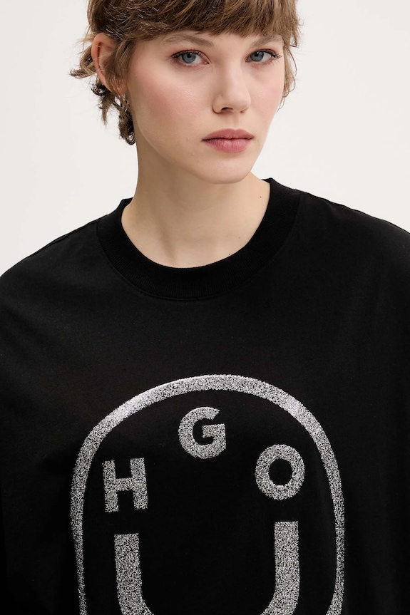HUGO Blue tricou din bumbac Oversized_tee_B_6 negru 50550141