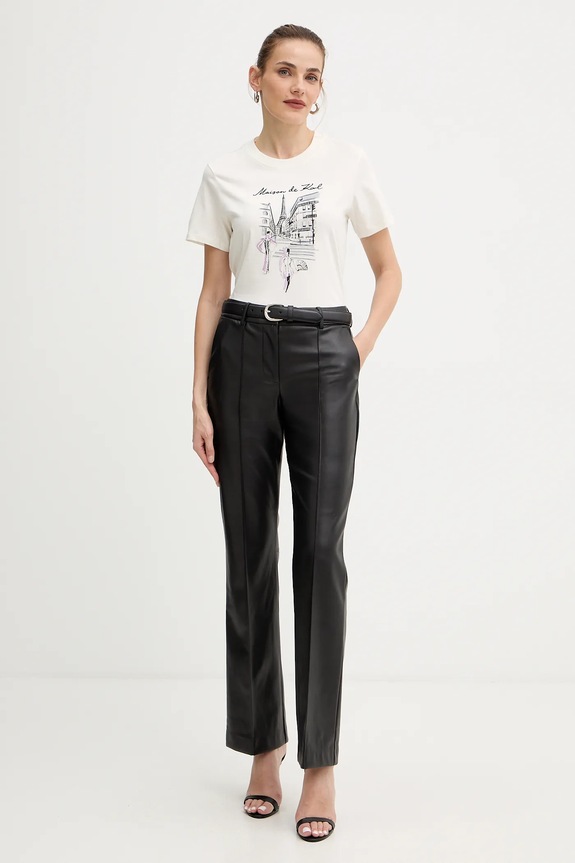 Bavlněné tričko Karl Lagerfeld A4W17087 béžová AW25