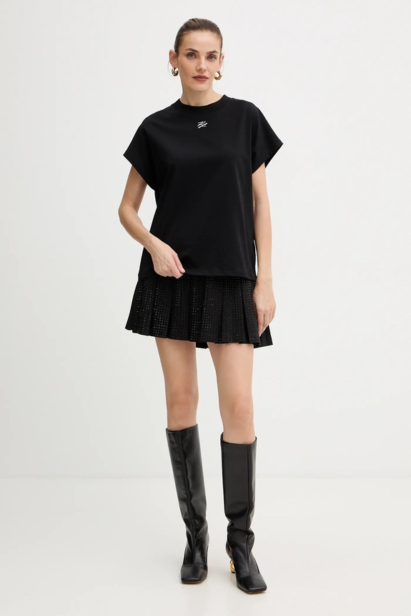 Βαμβακερό μπλουζάκι Karl Lagerfeld A4W17039 μαύρο AW25
