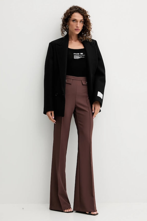 Top με προσθήκη μαλλιού Elisabetta Franchi TK63B57E2 μαύρο AW25