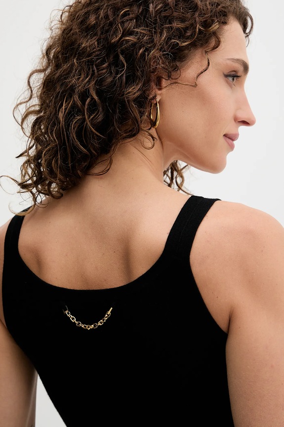 Top με προσθήκη μαλλιού Elisabetta Franchi TK63B57E2 μαύρο