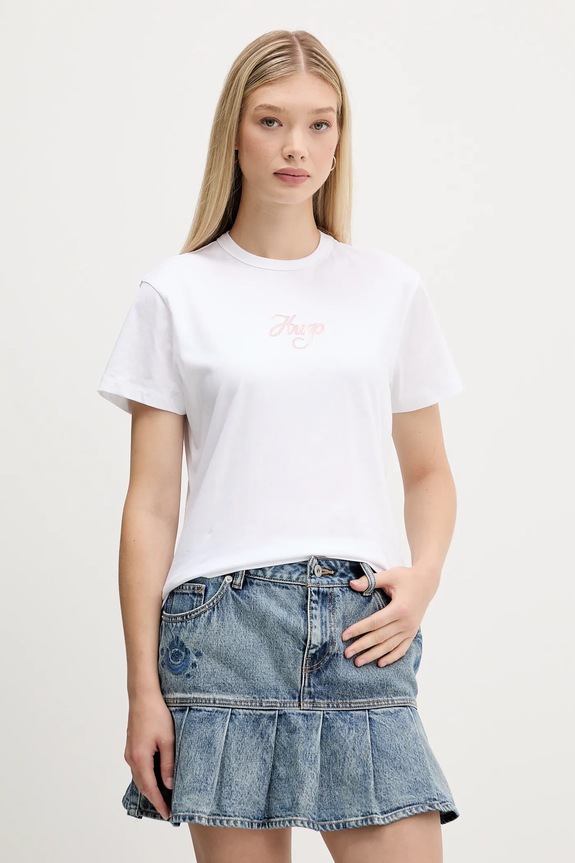 HUGO tricou din bumbac Destrel_3 print alb 50550117