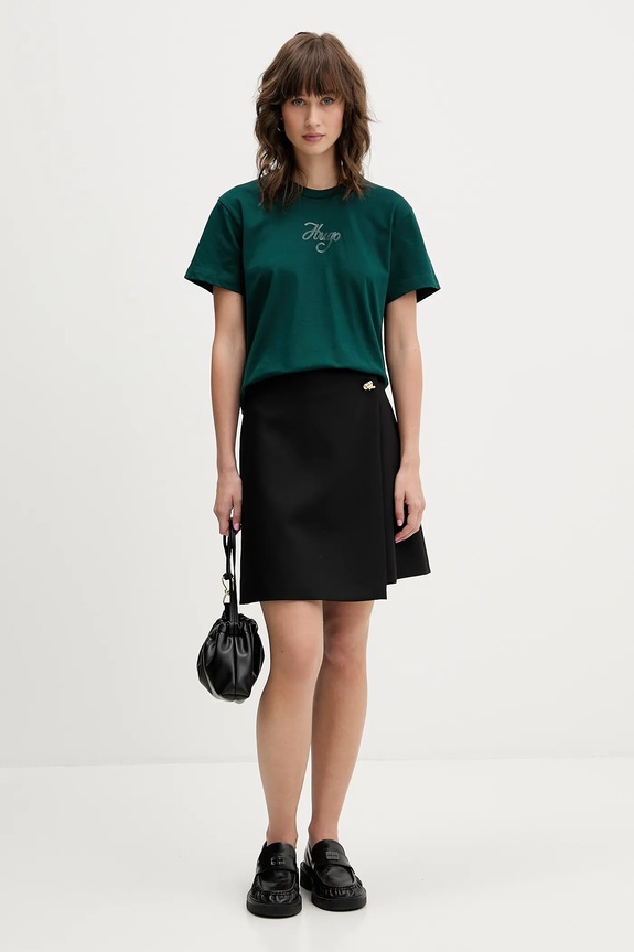 Bavlnené tričko HUGO Destrel_3 50550117 zelená AW25