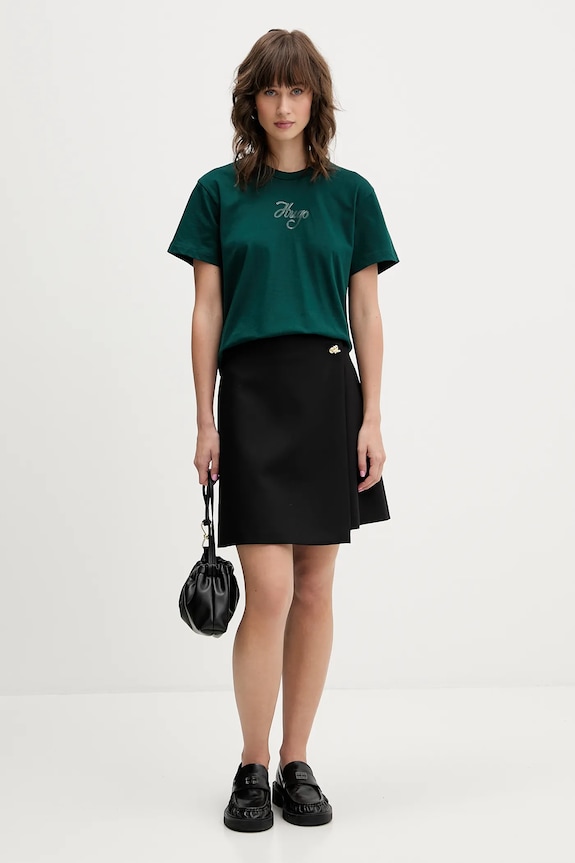 Bavlnené tričko HUGO Destrel_3 50550117 zelená AW25