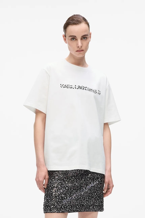 Bavlnené tričko Karl Lagerfeld relaxed biela A4W17074