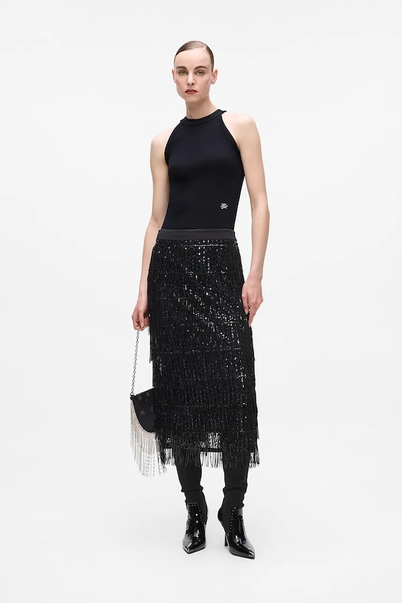Pamučni top Karl Lagerfeld crna A4W17056