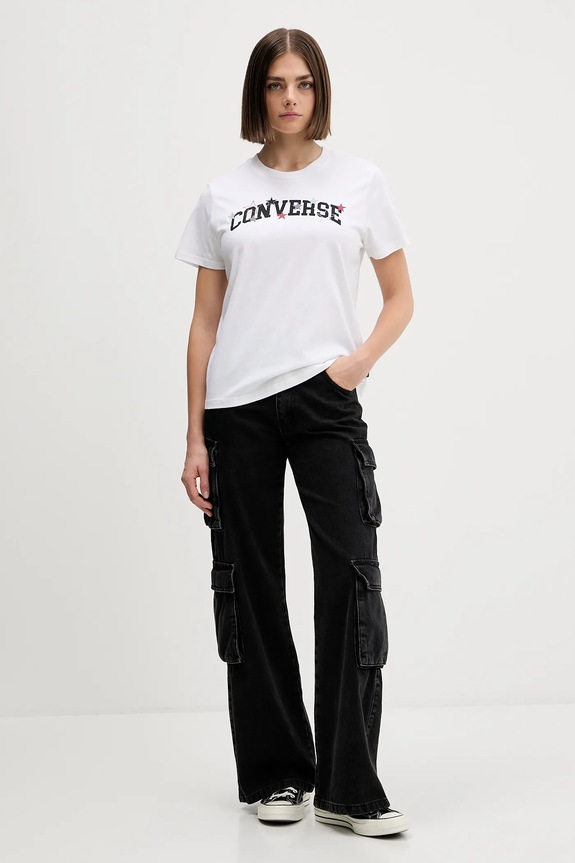Pamučna majica Converse CVW5T026 bijela AW25