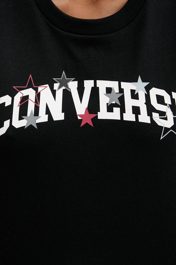 Bavlnené tričko Converse CVW5T026 čierna