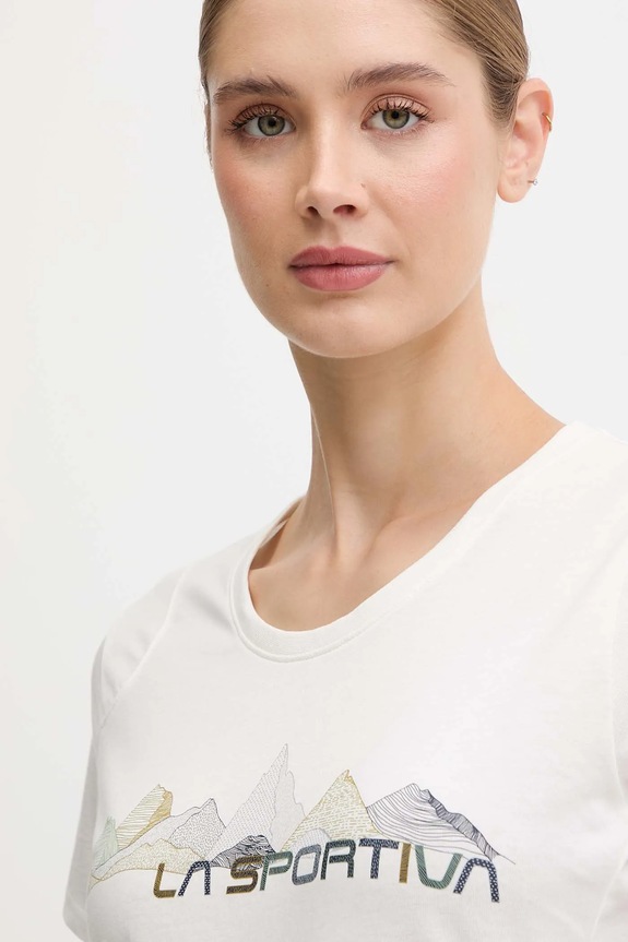 LA Sportiva t-shirt bawełniany Peaks beżowy ZACT082
