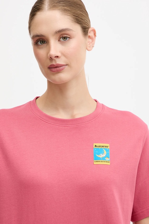 LA Sportiva t-shirt bawełniany Moon Climb różowy ZACT194