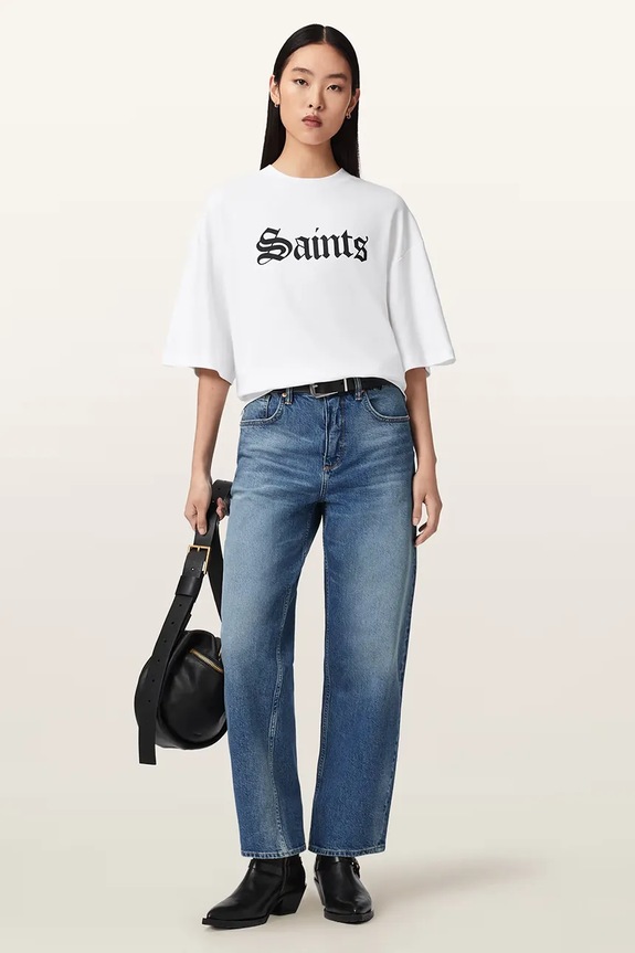 Одежда Хлопковая футболка AllSaints SAINT W139JD белый