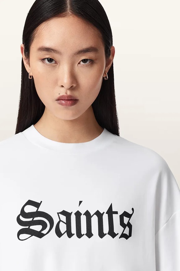 Хлопковая футболка AllSaints SAINT белый W139JD