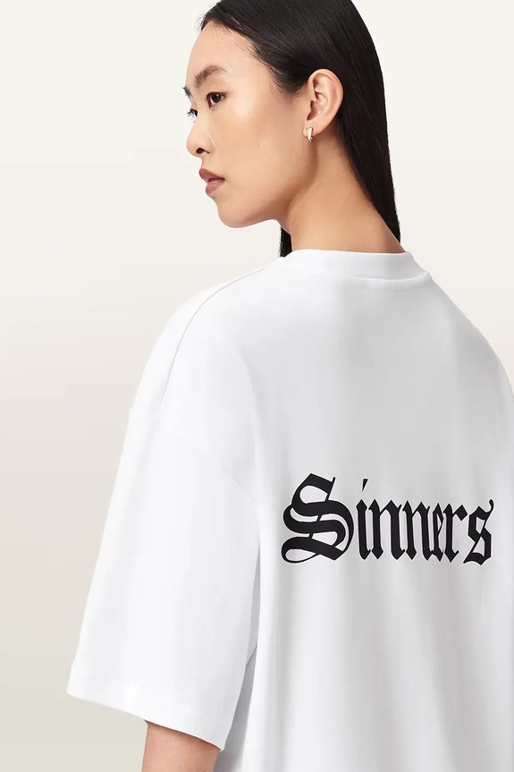 Хлопковая футболка AllSaints SAINT W139JD белый