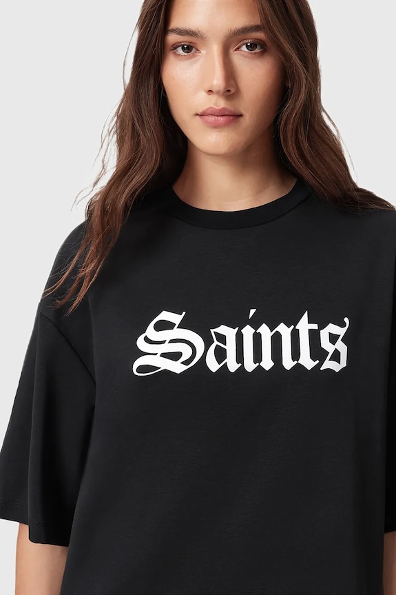 Bavlněné tričko AllSaints SAINT W139JD černá SS26