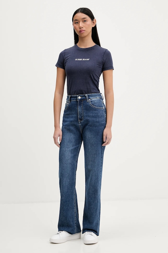 Bavlněné tričko Guess Jeans W5BI26.I3Z14 námořnická modř AW25